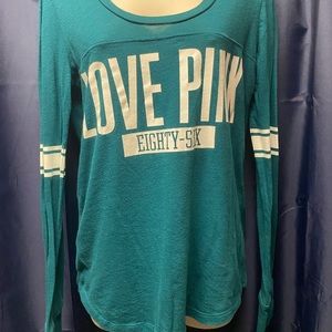 Pink Victoria’s Secret green long sleeve T-shirt size medium
